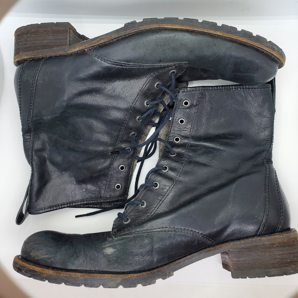 L.L. Bean Black Leather Combat Boots 11 - Picture 1 of 7